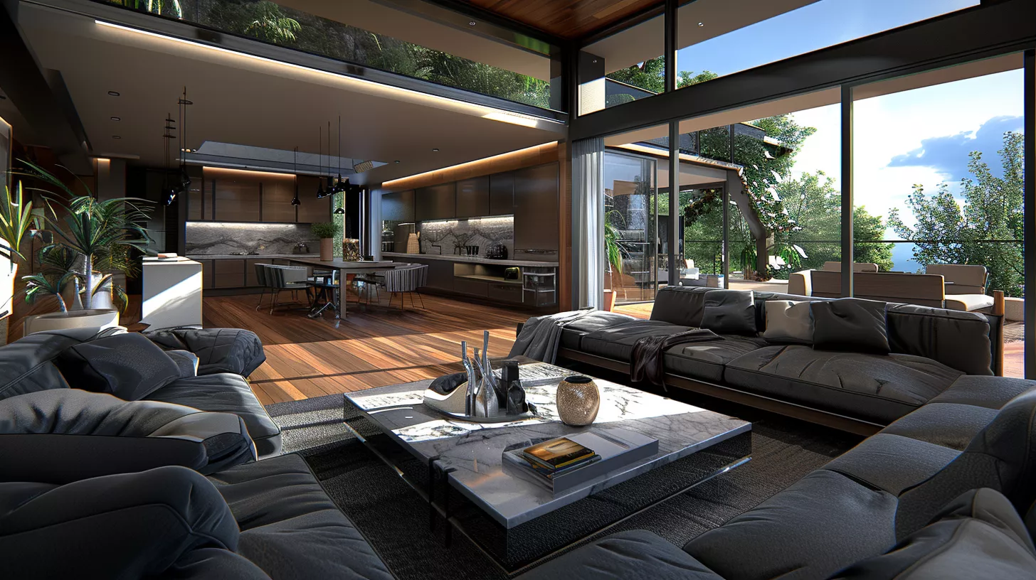 تصميم داخلي ثلاثي الأبعاد لشقة مودرن سعودية بمساحة 150م²